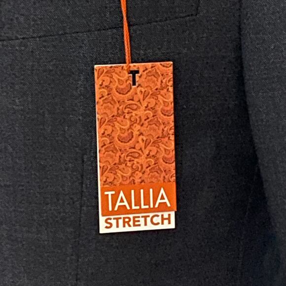 Tallia Men's 38 Short Suit Jacket Wool Blend Stretch Navy Brown Stripe NEW - Picture 8 of 10